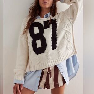 We The Free Cream and Black Knit 87 Sweater